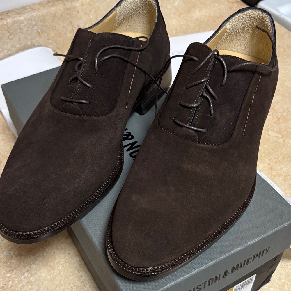 Johnston & Murphy Dark Brown Suede Oxfords